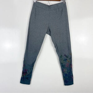 Soft Surroundings Grey Floral Print Ankle Cotton Leggings Women's Size PXS